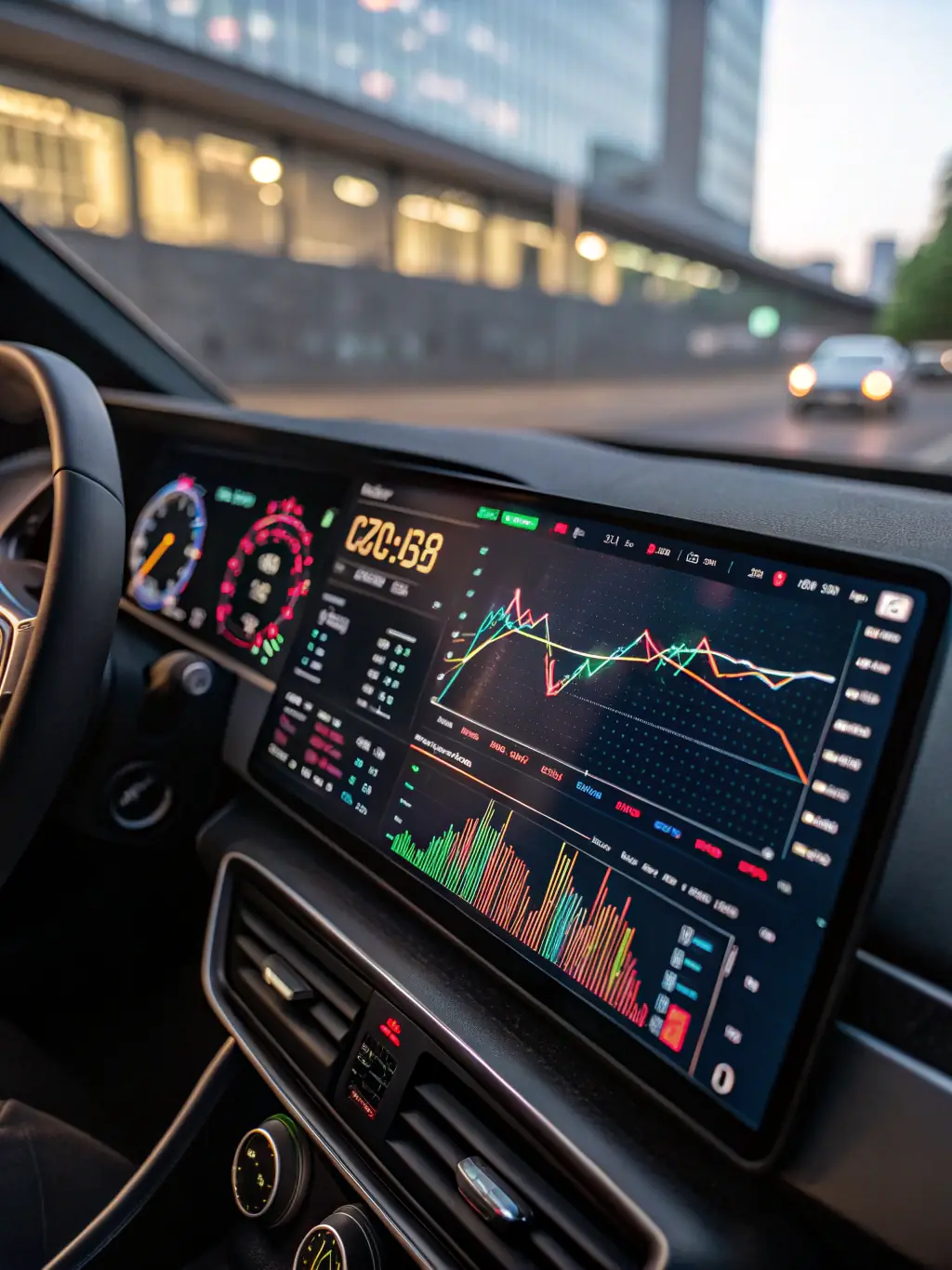 A digital dashboard displaying real-time data analytics and risk assessment metrics, highlighting Meraki Digital's proactive risk mitigation capabilities.