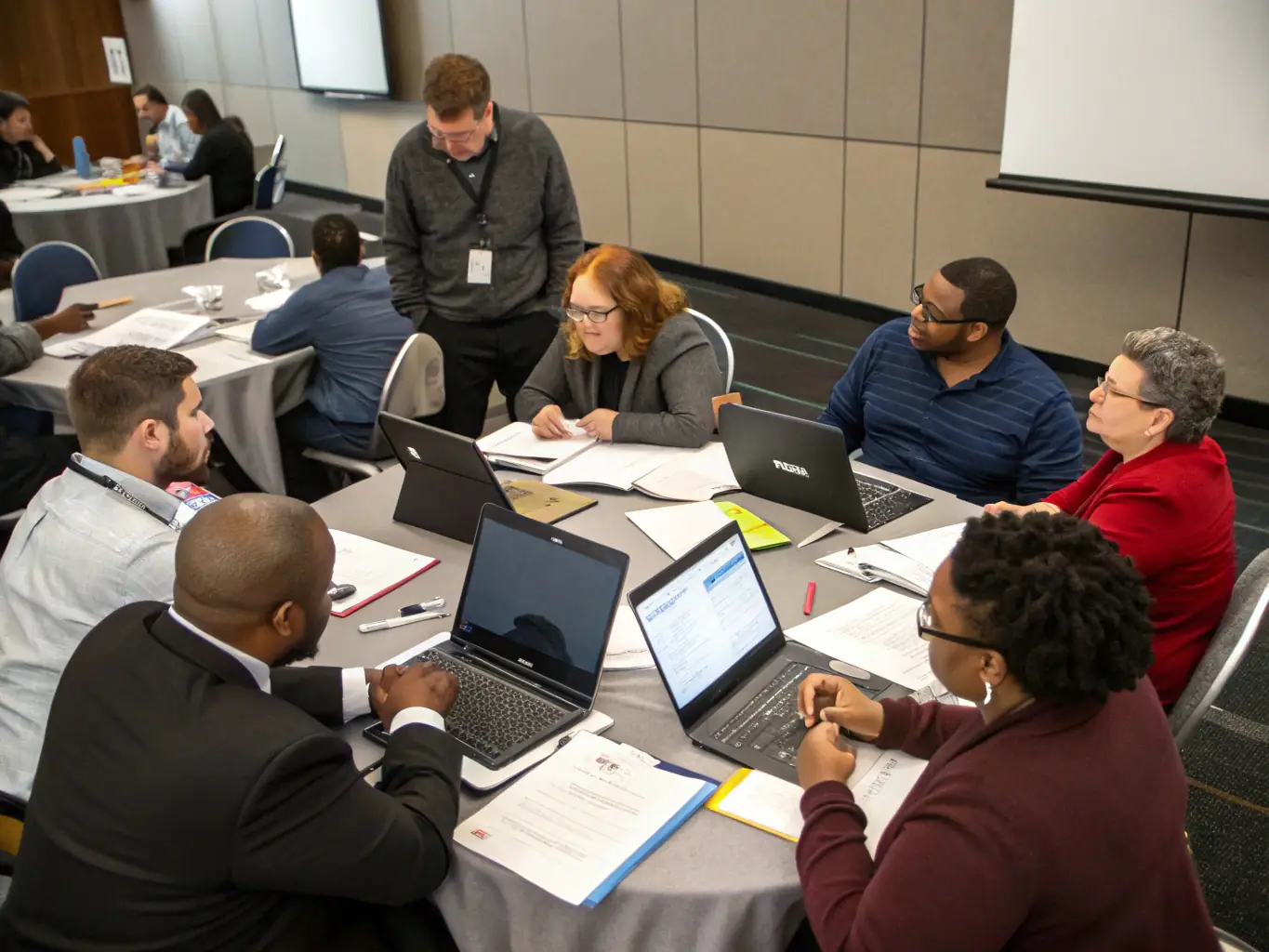 An image depicting a workshop session focused on employee development and skills enhancement.